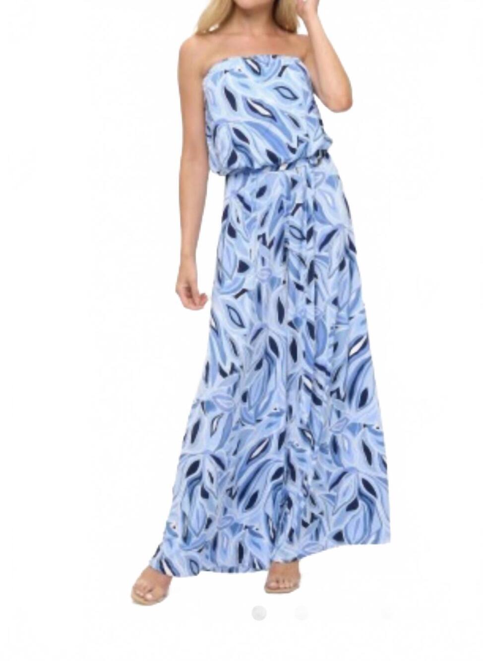NEW ARIELLA printed with belt jumpsuit in blue